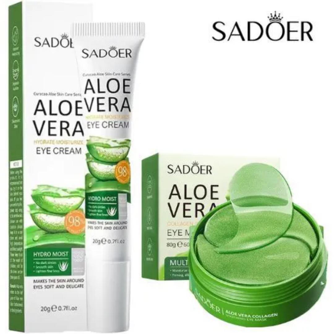 SADOER Aloe Vera Eye Cream + Sadoer Eye Mask For Soothing, Removing Dark Circles And Puffiness