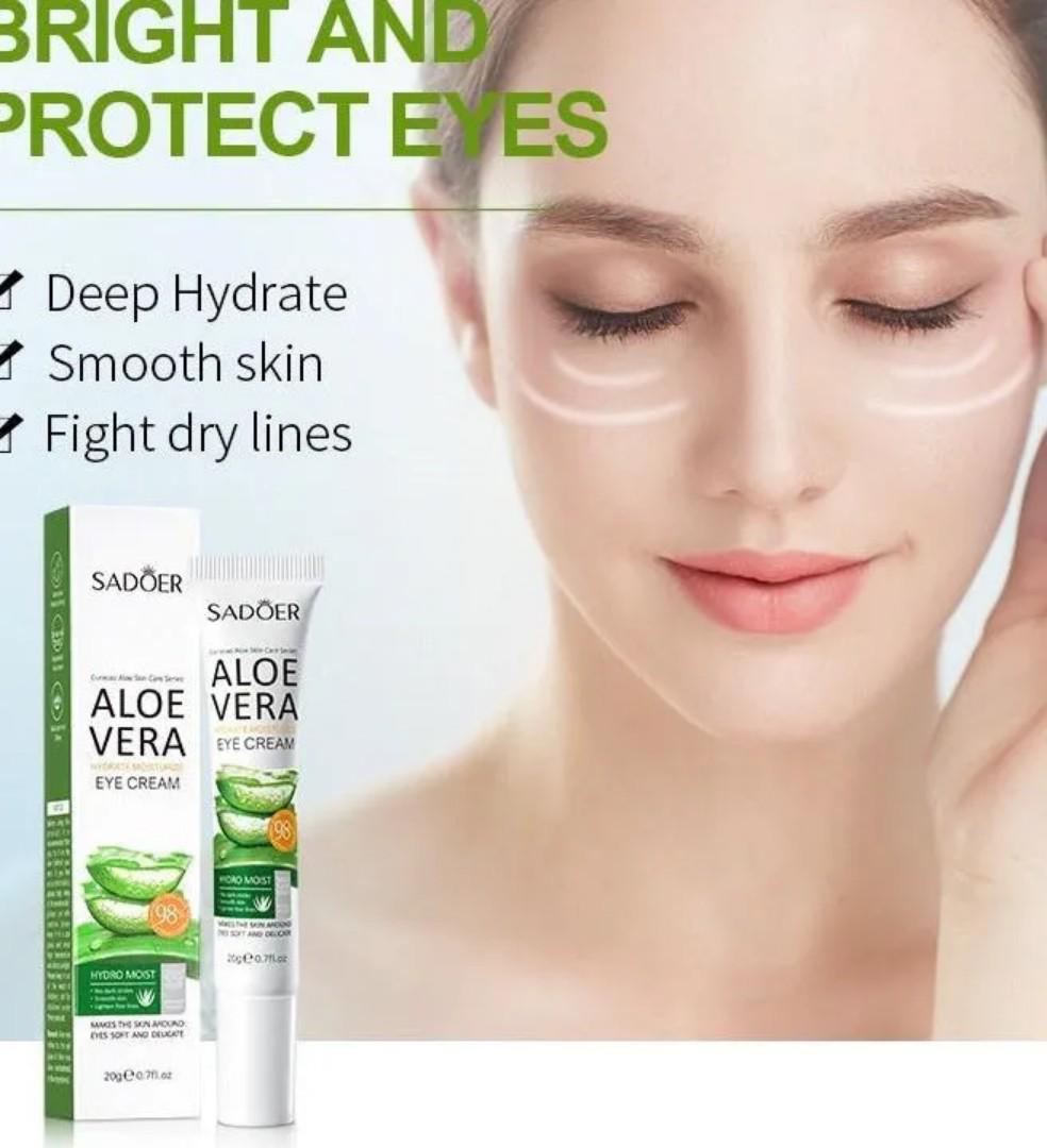 SADOER Aloe Vera Eye Cream + Sadoer Eye Mask For Soothing, Removing Dark Circles And Puffiness