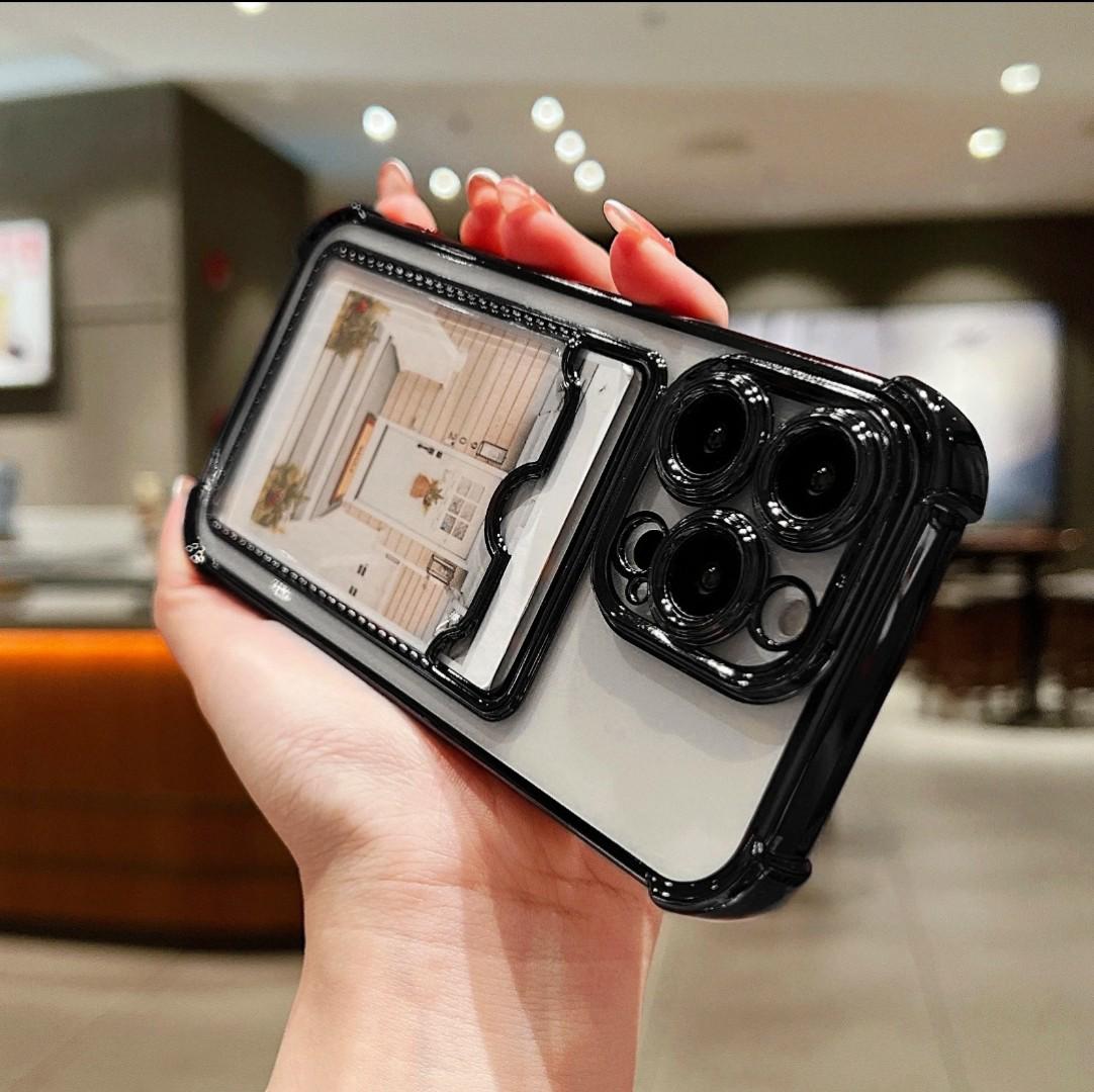 Transparent wallet card holder phone case iphone 11 12 promax 14 promax