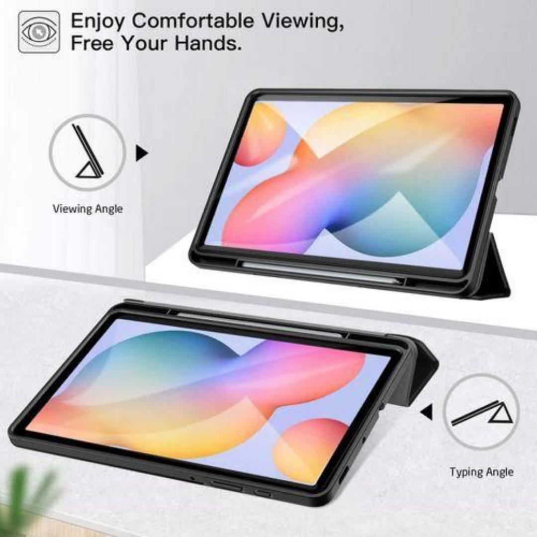 Cases For Galaxy Tab S6 Lite 10.4 Inch Case 2024/2022/2020 With Pen Holder, Auto Wake/Sleep, Trifold Stand Folio Cover For Samsung Galaxy S6 Lite Tablet (SM-P625/P620/P619/P615/P613/P610), Black