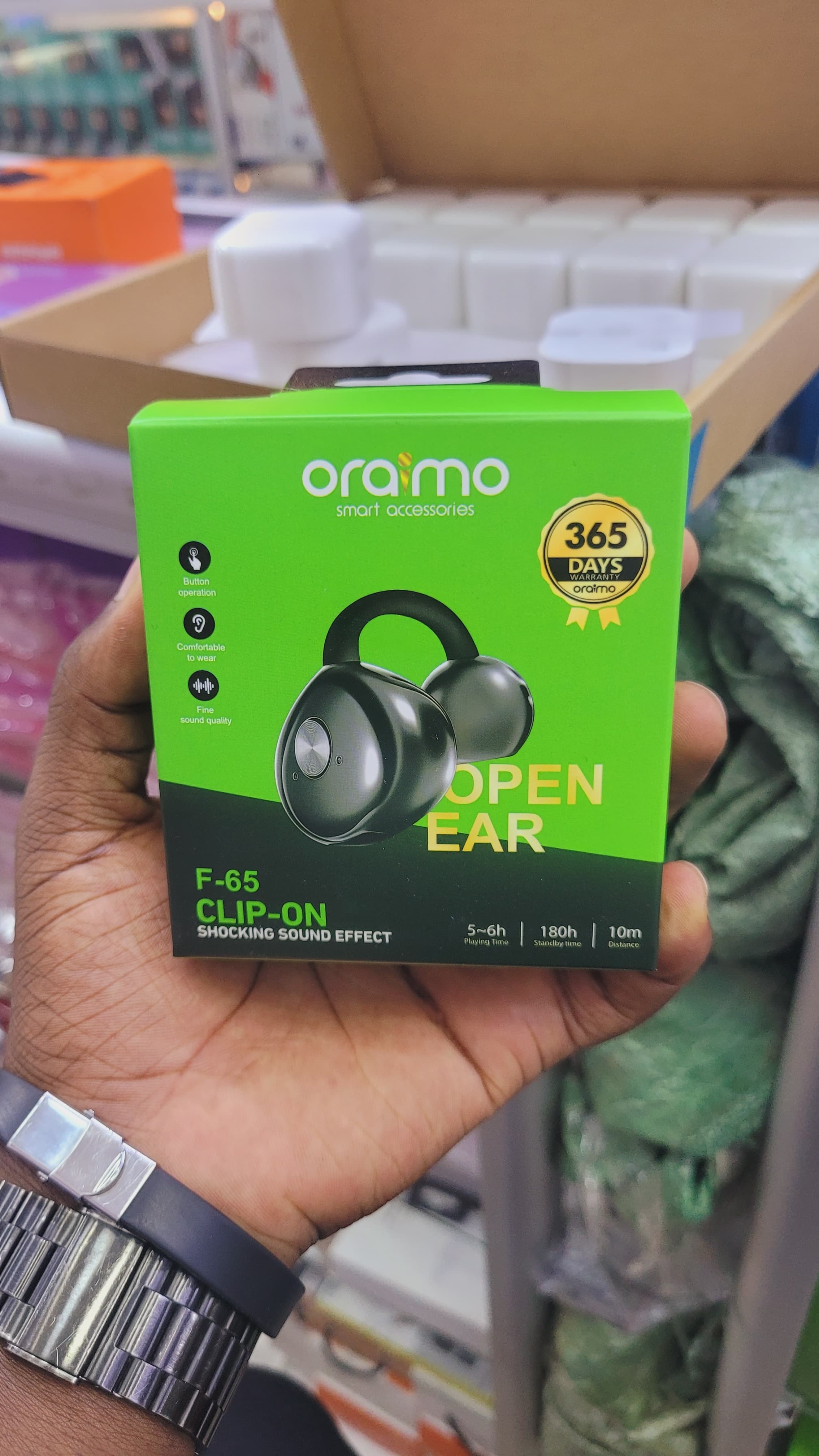 Oraimo Airbuds True Wireless Heavy Bass Earpods, Airpods, Earbuds, Headphones, Earphones Bluetooth Connection For Android And IOS Comfort Earfit And Stereo Sound open ear clip