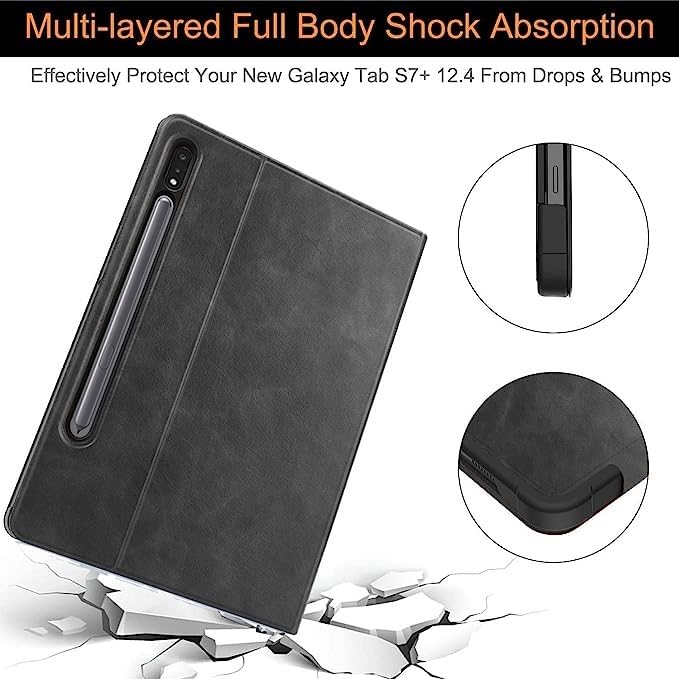 Rich Boss Smart Flip PU Leather Tablet Cover, Shock absorbing with Ultra Thin Design Folio Stand Case for Samsung Galaxy Tab S7 T870, T875, T876B