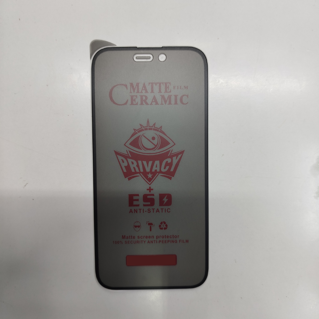 Privacy Screen Protector for iPhone 15, Flexible Ceramic Matte Privacy Film, Anti-Spy Anti-Fingerprint Bendable Shock-resistance Screen Protector (Ceramic, NOT GLASS)