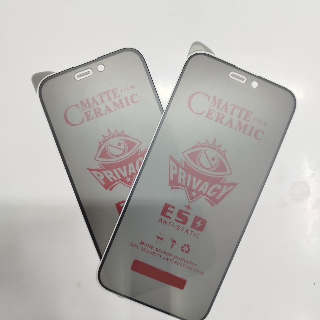 Privacy Screen Protector for iPhone 15, Flexible Ceramic Matte Privacy Film, Anti-Spy Anti-Fingerprint Bendable Shock-resistance Screen Protector (Ceramic, NOT GLASS)