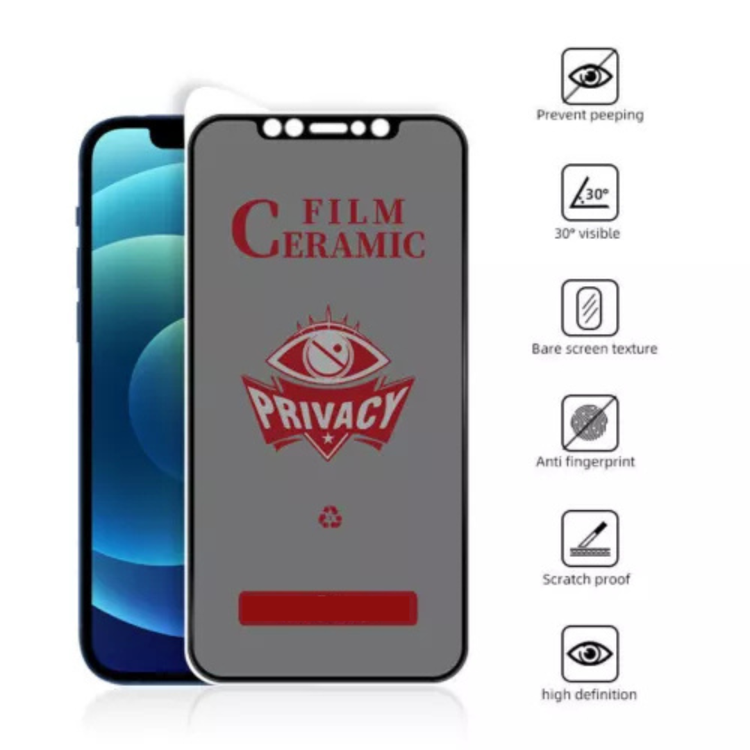 Privacy Screen Protector for iPhone 12 Pro, Flexible Ceramic Matte Privacy Film, Anti-Spy Anti-Fingerprint Bendable Shock-resistance Screen Protector (Ceramic, NOT GLASS)