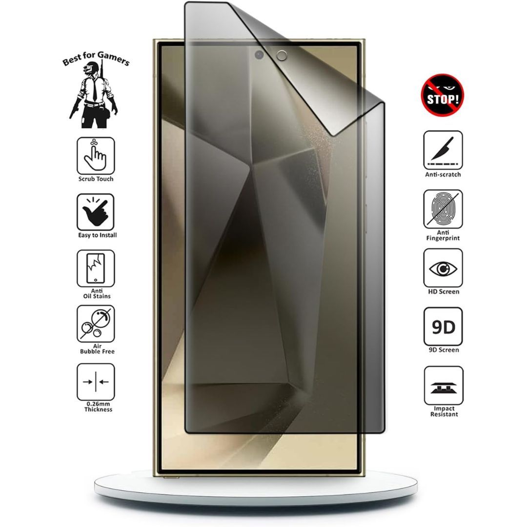 Privacy Screen Protector for Samsung Galaxy S24 Ultra, Flexible Ceramic Matte Privacy Film, Anti-Spy Anti-Fingerprint Bendable Shock-resistance Screen Protector (Ceramic, NOT GLASS)