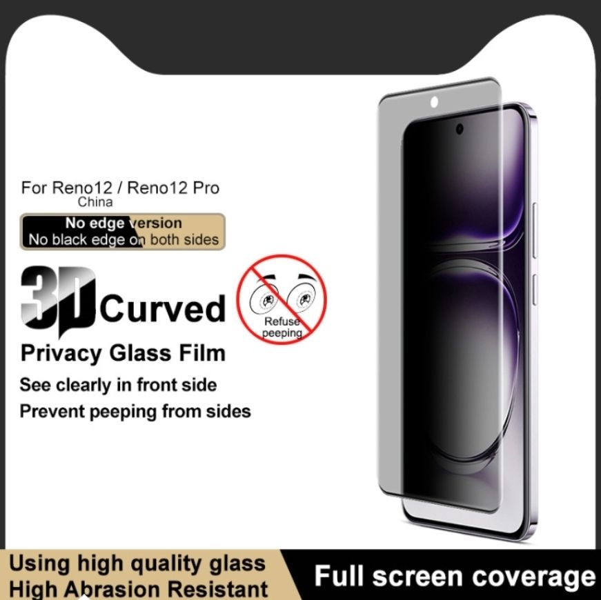 Privacy Screen Protector for Oppo Reno 12, Flexible Ceramic Matte Privacy Film, Anti-Spy Anti-Fingerprint Bendable Shock-resistance Screen Protector (Ceramic, NOT GLASS)