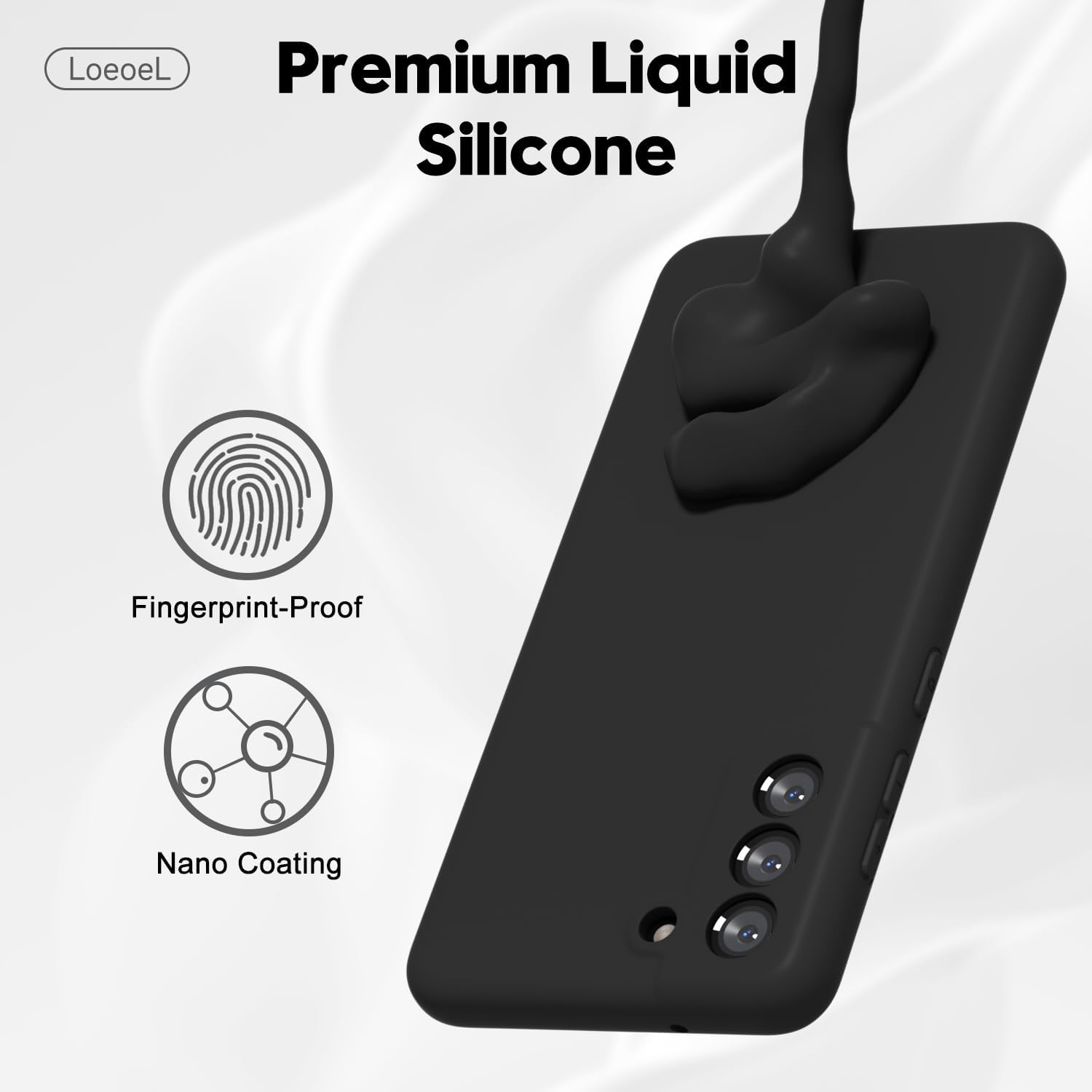 Silicone Case for Samsung Galaxy S21, S21+, S21 Ultra, S21 FE (Choose Correctly for your phone model), S21 Series (2021) Black/Navy, Liquid Silicone Phone Cover Samsung s21 s21 Plus S21 ultra S21 FE