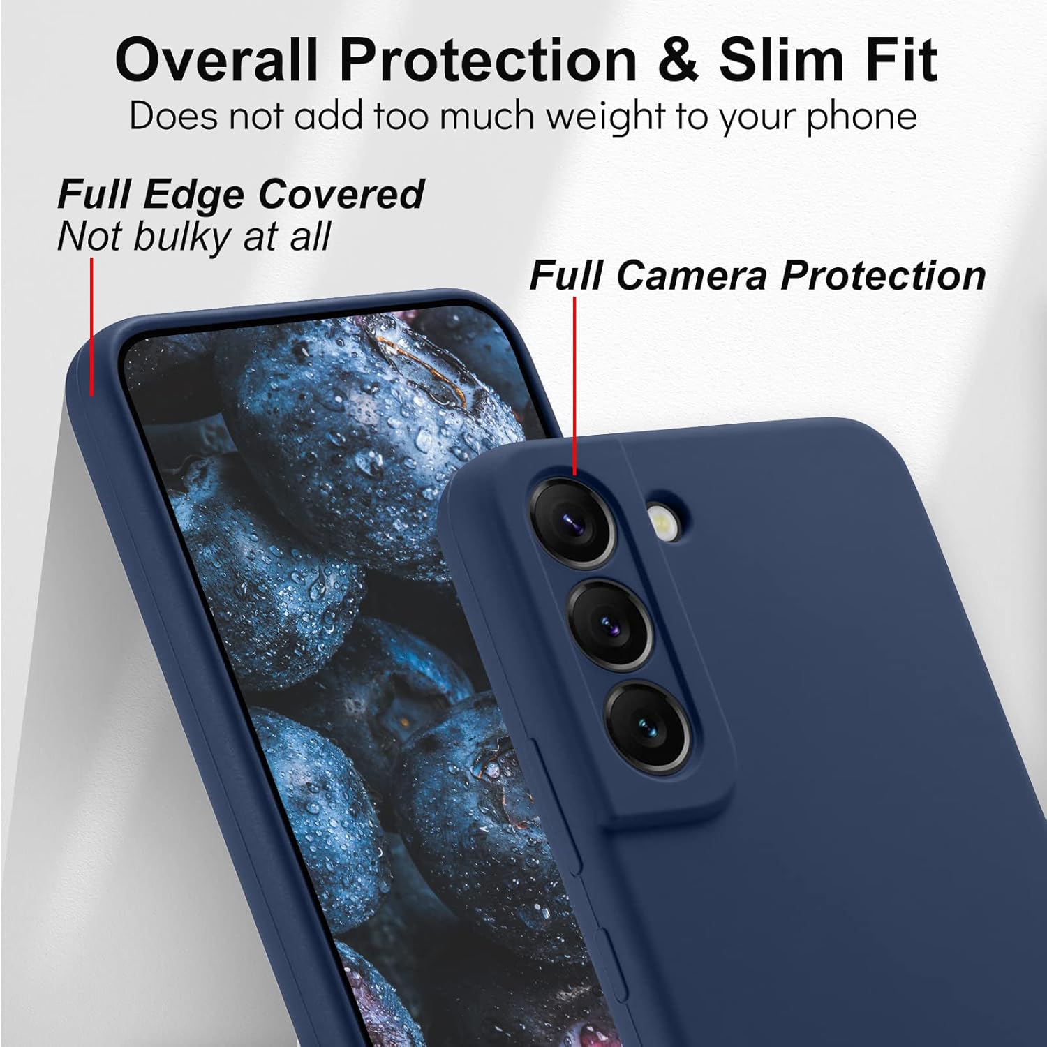 Silicone Case for Samsung Galaxy S21, S21+, S21 Ultra, S21 FE (Choose Correctly for your phone model), S21 Series (2021) Black/Navy, Liquid Silicone Phone Cover Samsung s21 s21 Plus S21 ultra S21 FE