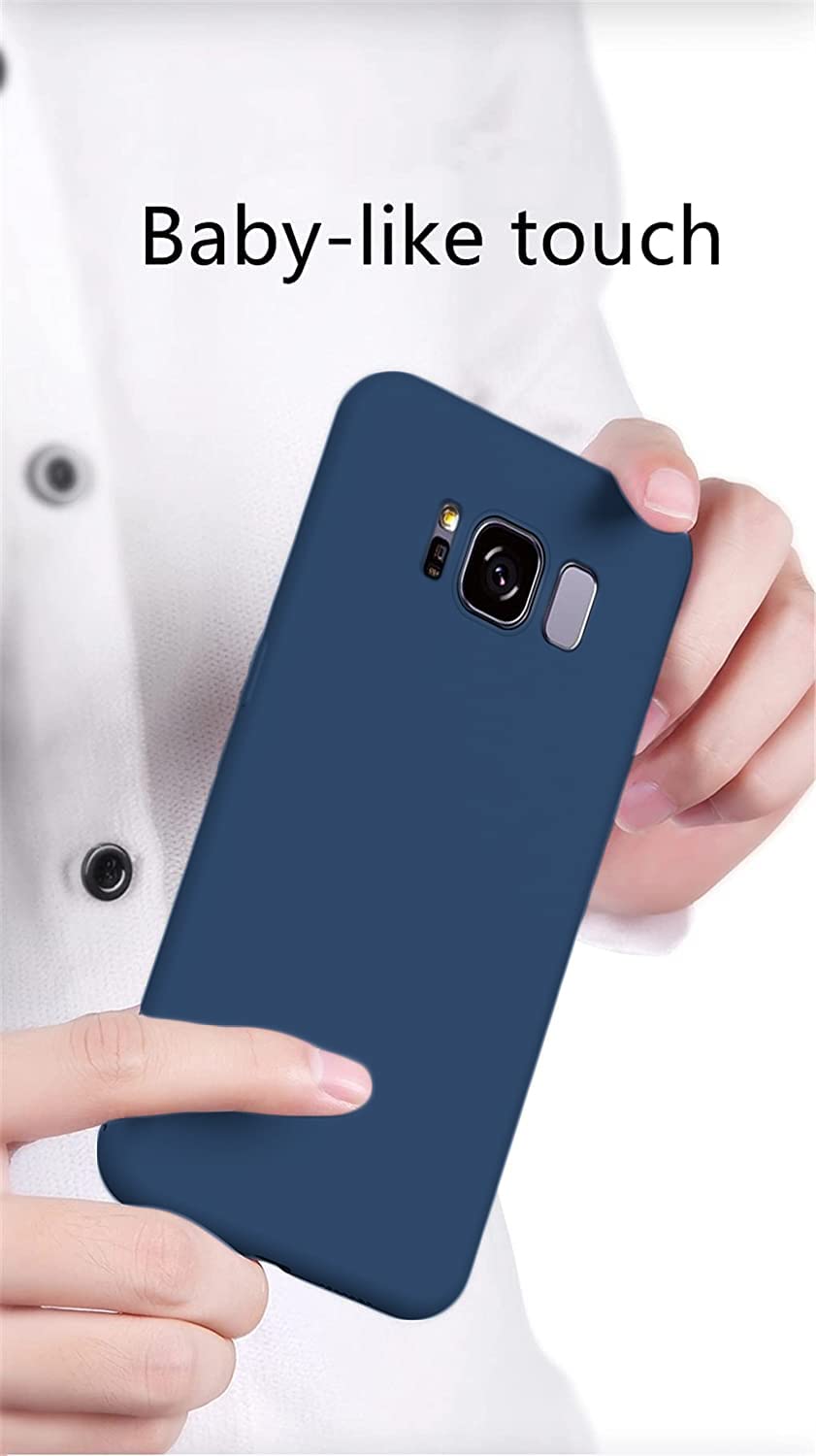 Silicone Case for Samsung Galaxy S8, S8+, Note8 (Choose Correctly for your phone model), s8 Series, Black/Navy Liquid Silicone Phone Cover for Samsung S8, S8 Plus, Note8 (Note 8)
