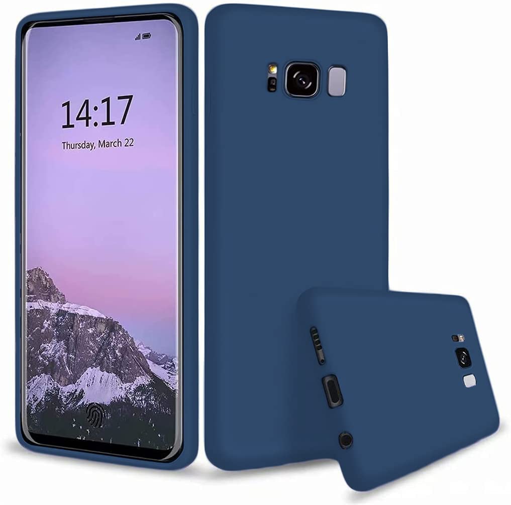 Silicone Case for Samsung Galaxy S8, S8+, Note8 (Choose Correctly for your phone model), s8 Series, Black/Navy Liquid Silicone Phone Cover for Samsung S8, S8 Plus, Note8 (Note 8)