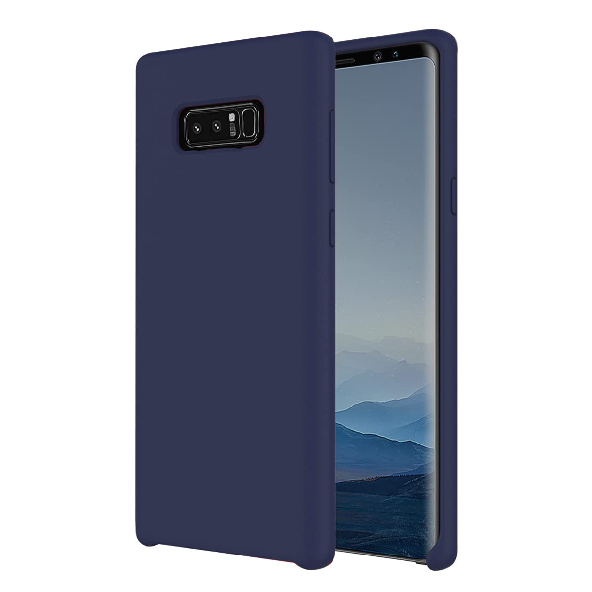 Silicone Case for Samsung Galaxy S8, S8+, Note8 (Choose Correctly for your phone model), s8 Series, Black/Navy Liquid Silicone Phone Cover for Samsung S8, S8 Plus, Note8 (Note 8)