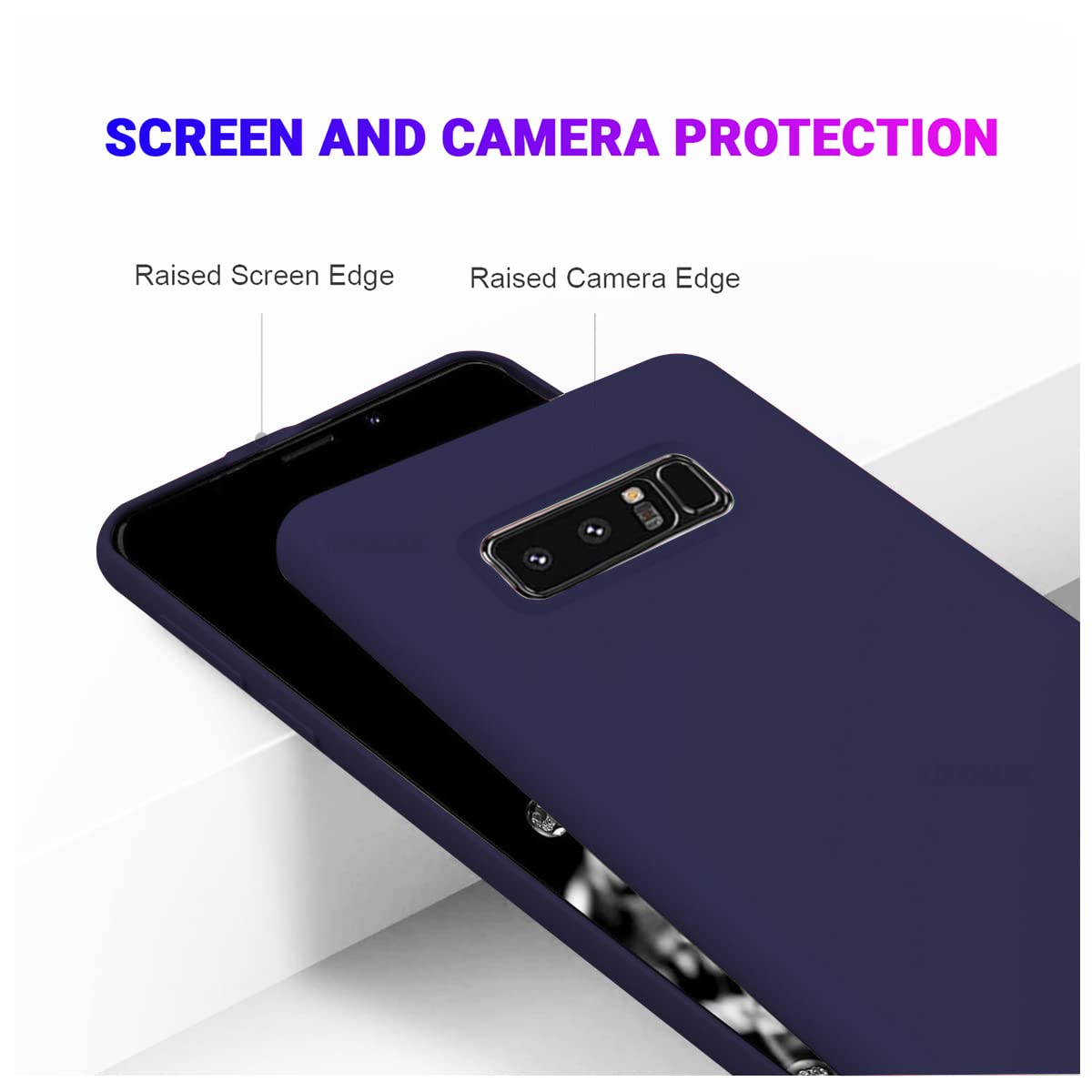 Silicone Case for Samsung Galaxy S8, S8+, Note8 (Choose Correctly for your phone model), s8 Series, Black/Navy Liquid Silicone Phone Cover for Samsung S8, S8 Plus, Note8 (Note 8)