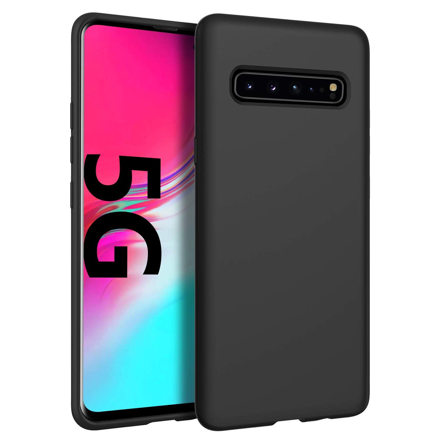 Silicone Case for Samsung Galaxy S10, S10+, S10 5G, S10e  (Choose Correctly for your phone model), s10 Series, Black/Navy Liquid Silicone Phone Cover for Samsung S10, S10 Plus, S10 5G, S10e