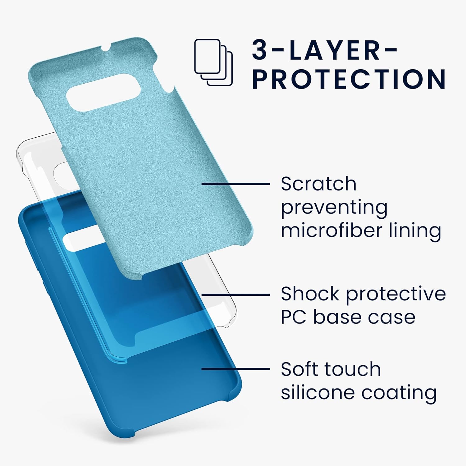 Silicone Case for Samsung Galaxy S10, S10+, S10 5G, S10e  (Choose Correctly for your phone model), s10 Series, Black/Navy Liquid Silicone Phone Cover for Samsung S10, S10 Plus, S10 5G, S10e