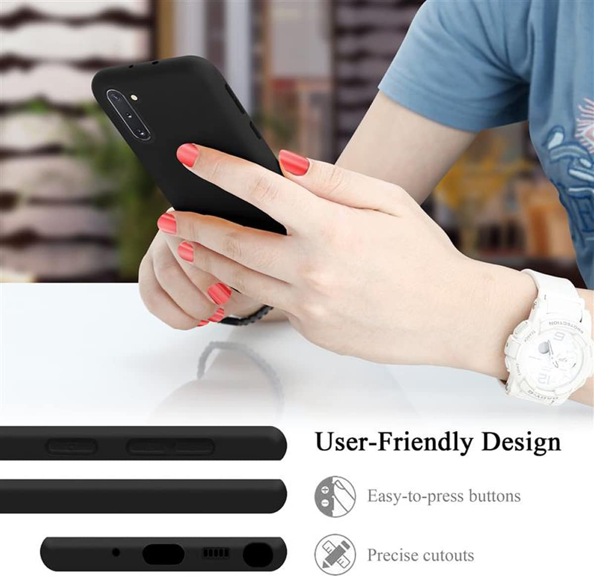 Silicone Case for Samsung Galaxy Note10, Note10+, Note10 5G, Note10+ 5G (Choose Correctly for your phone), Note10 Series, Black/Navy Liquid Silicone Phone Cover Samsung Note10 Plus 5G, Note 10 Plus 5G