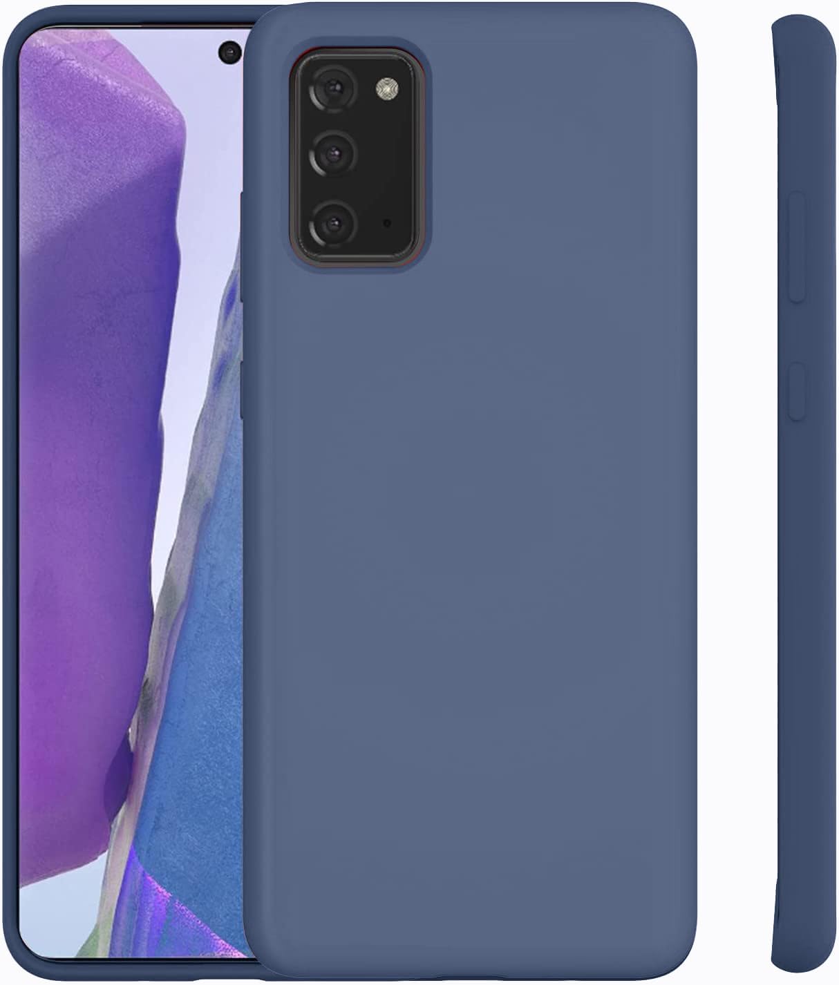 Silicone Case for Samsung Galaxy Note20, Note20 Ultra (Choose Correctly for your phone model), Note20 Series, Black/Navy Liquid Silicone Phone Cover Samsung Note 20, Note 20 Ultra, Phone Cover.