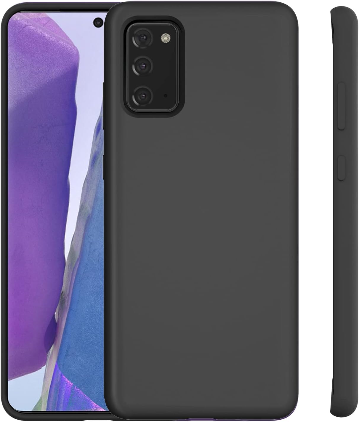 Silicone Case for Samsung Galaxy Note20, Note20 Ultra (Choose Correctly for your phone model), Note20 Series, Black/Navy Liquid Silicone Phone Cover Samsung Note 20, Note 20 Ultra, Phone Cover.