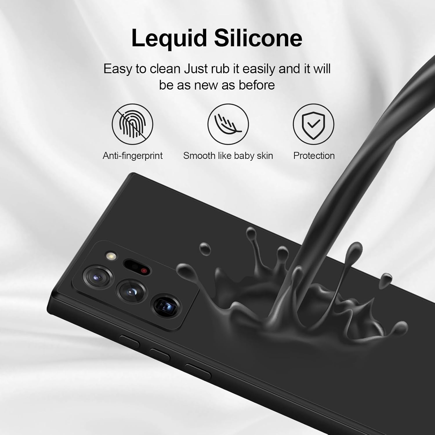 Silicone Case for Samsung Galaxy Note20, Note20 Ultra (Choose Correctly for your phone model), Note20 Series, Black/Navy Liquid Silicone Phone Cover Samsung Note 20, Note 20 Ultra, Phone Cover.