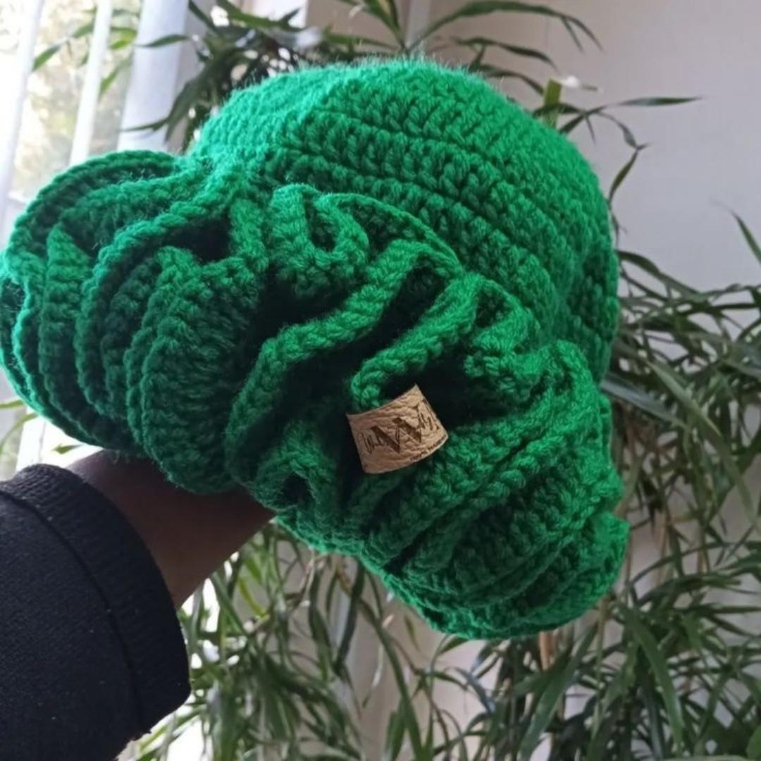 Crochet ruffle bucket hat knitted headwear