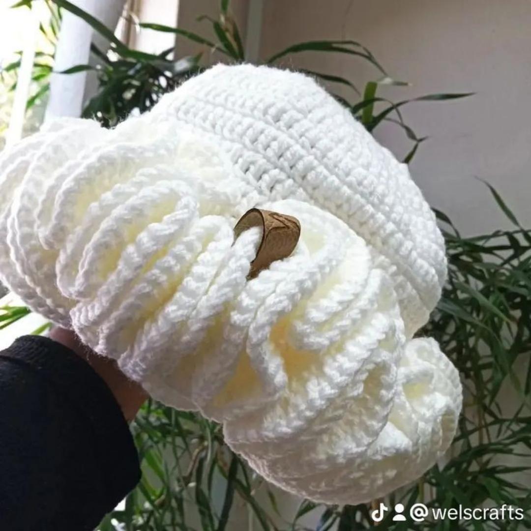 Crochet ruffle bucket hat knitted headwear