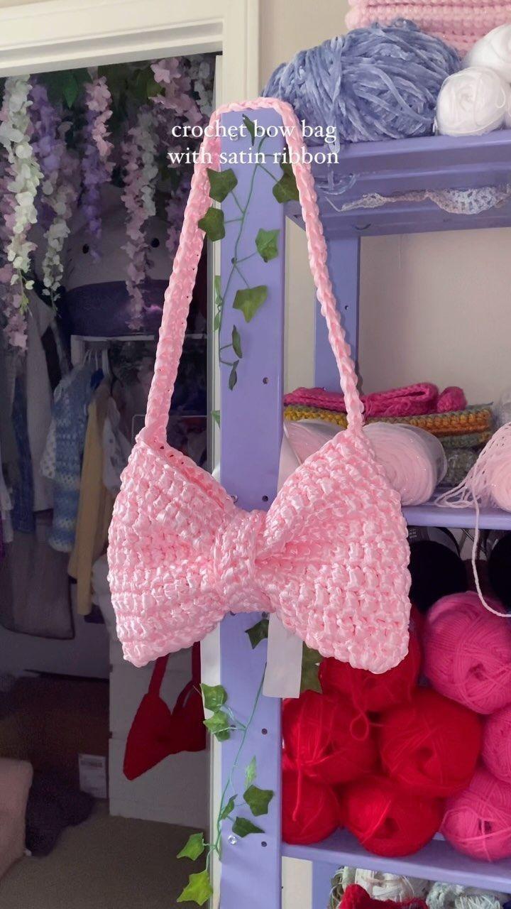 CROCHET UNISEX SHOULDER BOW BAG WITH DETACHABLE PIECE