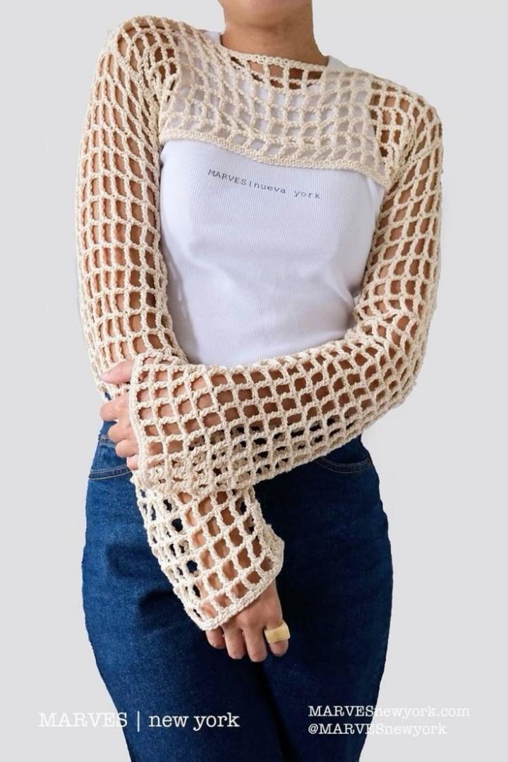 CROCHET MESH SHRUG BEACH COVER UP