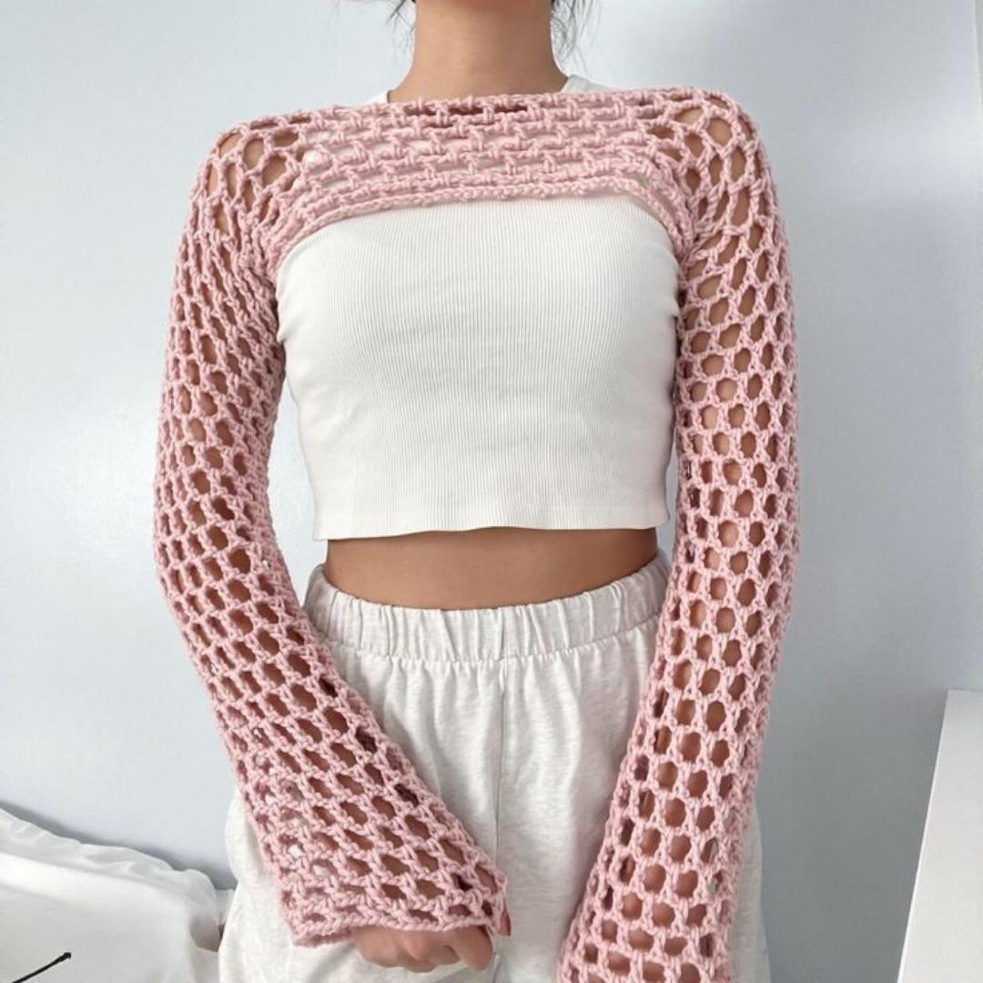 CROCHET MESH SHRUG BEACH COVER UP