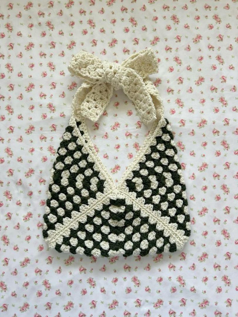 TRI-GRANNY SQUARE CROCHET TOTE BAG