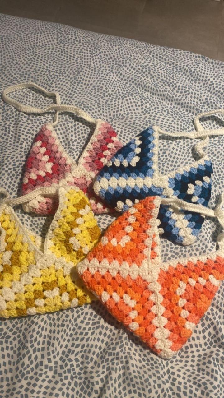 TRI-GRANNY SQUARE CROCHET TOTE BAG