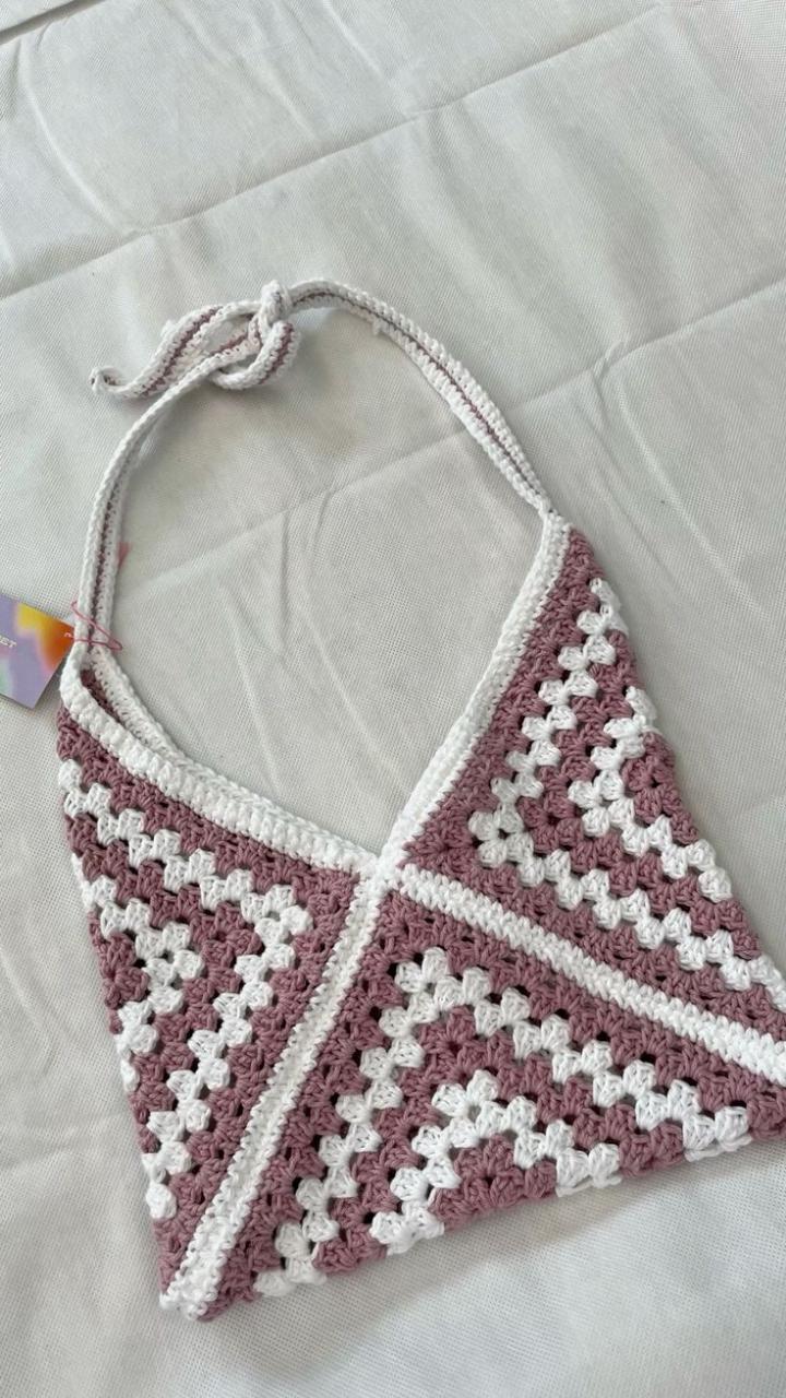 TRI-GRANNY SQUARE CROCHET TOTE BAG