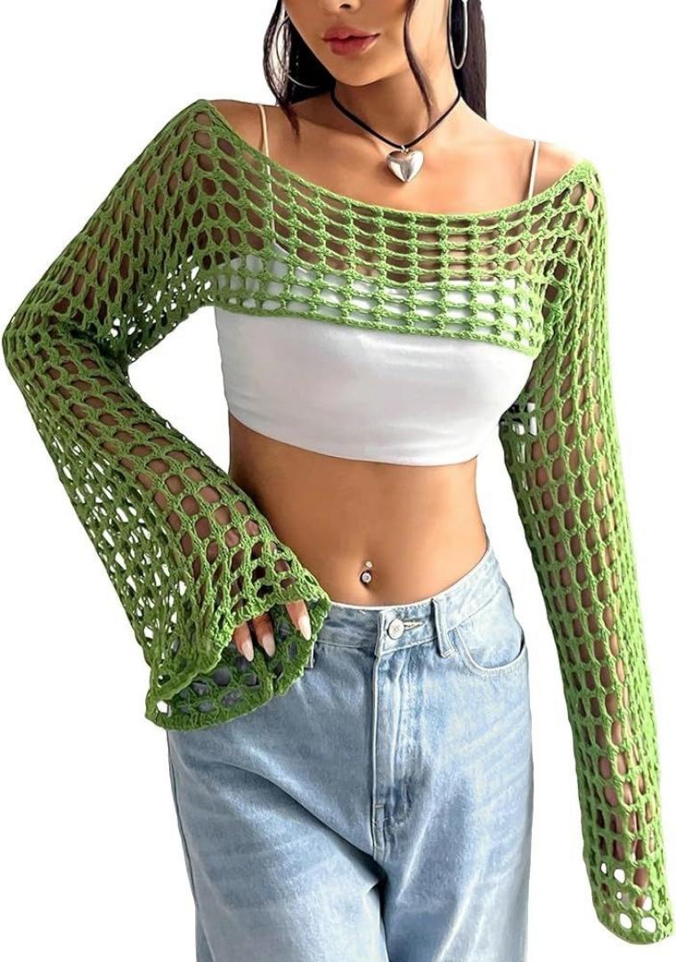 CROCHET MESH SHRUG BEACH COVER UP