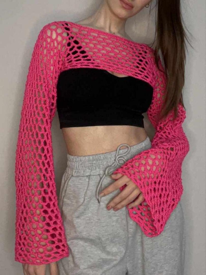 CROCHET MESH SHRUG BEACH COVER UP