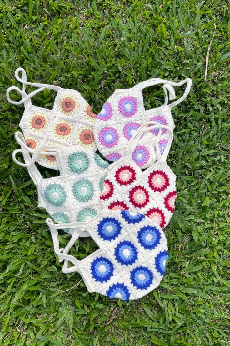 CROCHET KNIT FLOWER TOTE BAG
