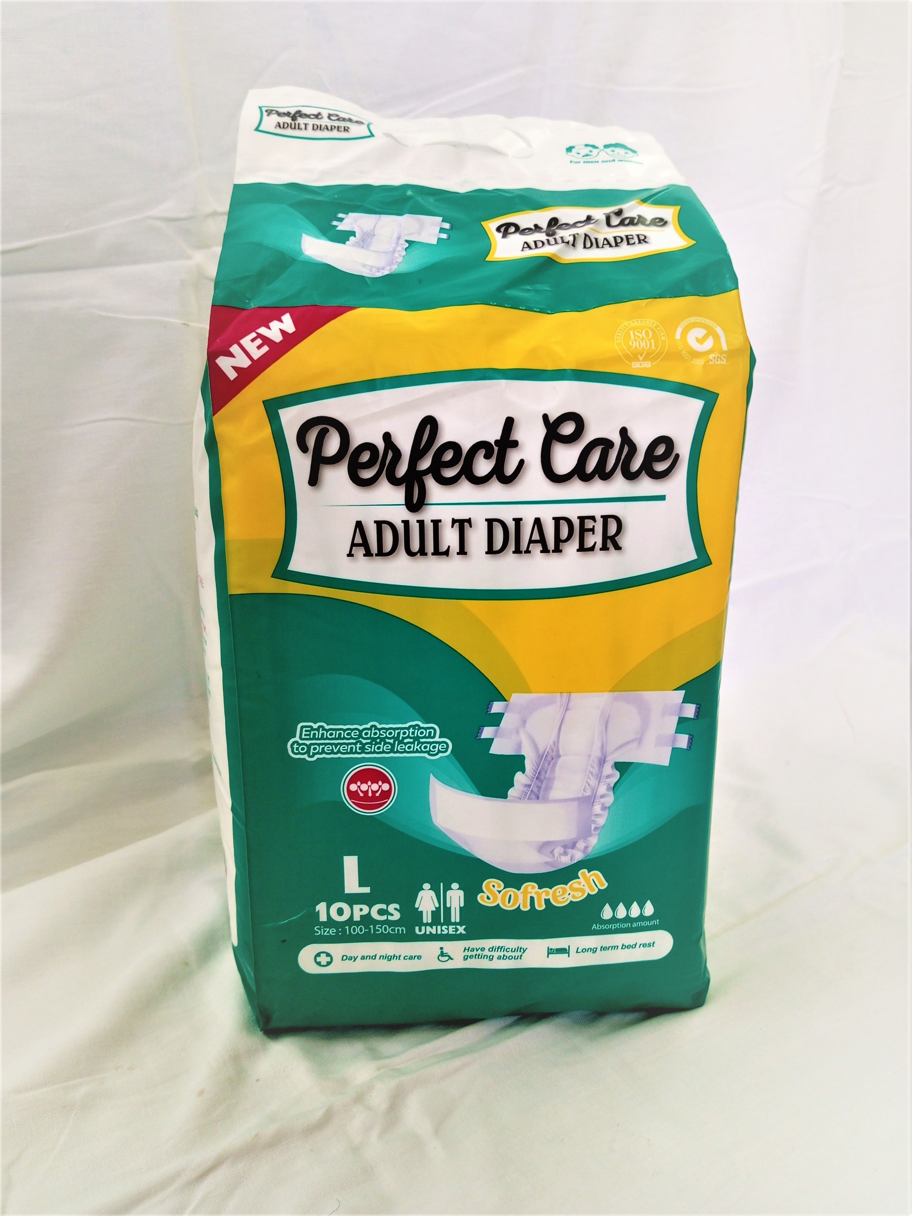 Perfect Care Adult Diapers Adult Disposable Diapers;Made from high quality material, safe and reliable Designed to allow heavy absorbency with super absorbent filler core, Large, Medium and XL