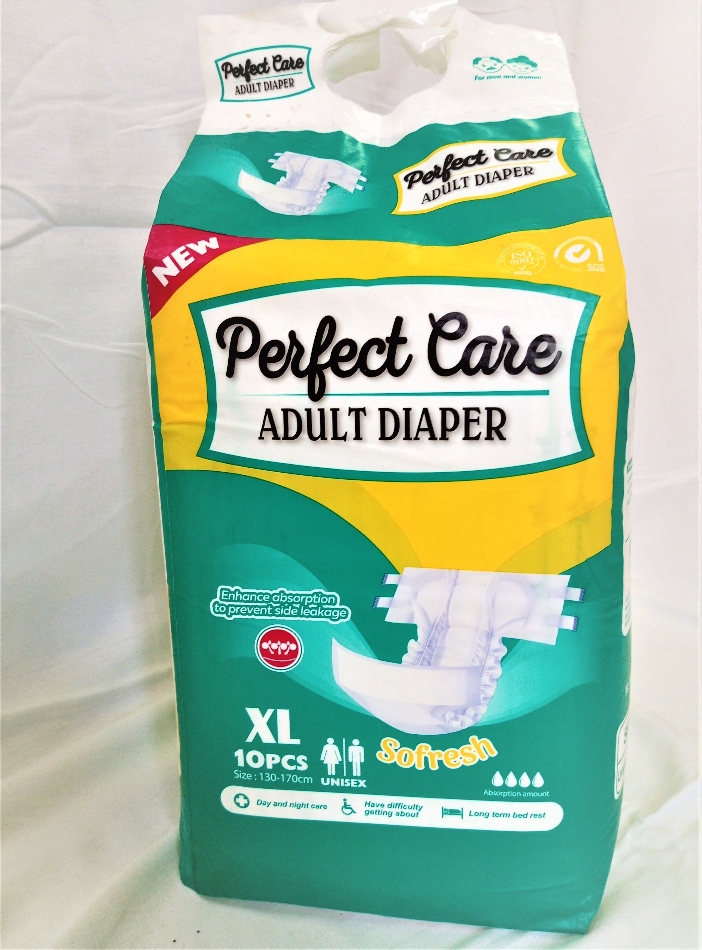 Perfect Care Adult Diapers Adult Disposable Diapers;Made from high quality material, safe and reliable Designed to allow heavy absorbency with super absorbent filler core, Large, Medium and XL