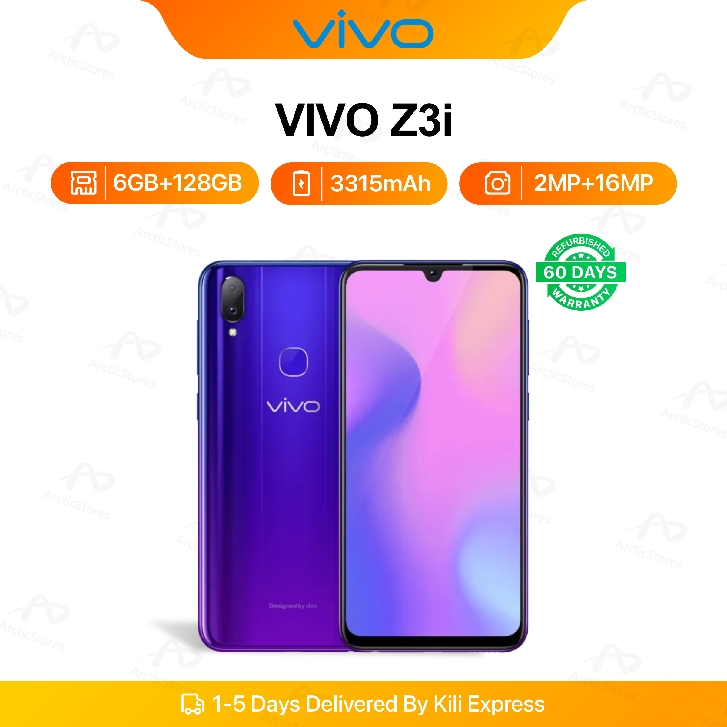 Refurbished VIVO Z3i 6GB RAM 128GB ROM 3150 mAh Dual SIM 24MP+16MP  6.3" Fingerprint Facial Android Smartphones/ Mobile Phones