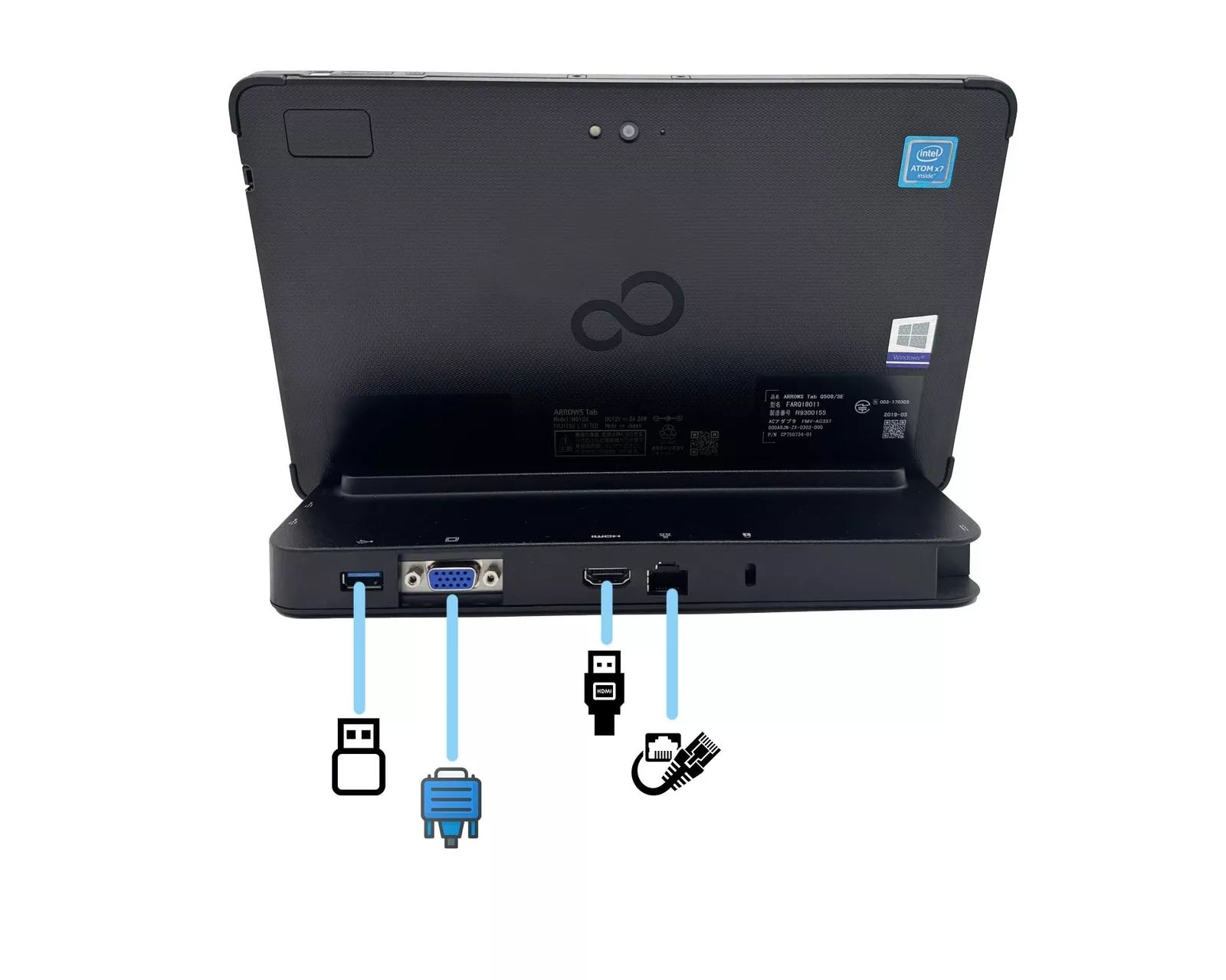Refurbished FUJITSU ARROWS Tab Q508/SE 4GB RAM 128GB eMMC Intel X7 Z8700 8.0" Screen LTE network card reserved GPS antenna-4G antenna interface Supports waterproof and dustproof Laptops/Notebooks