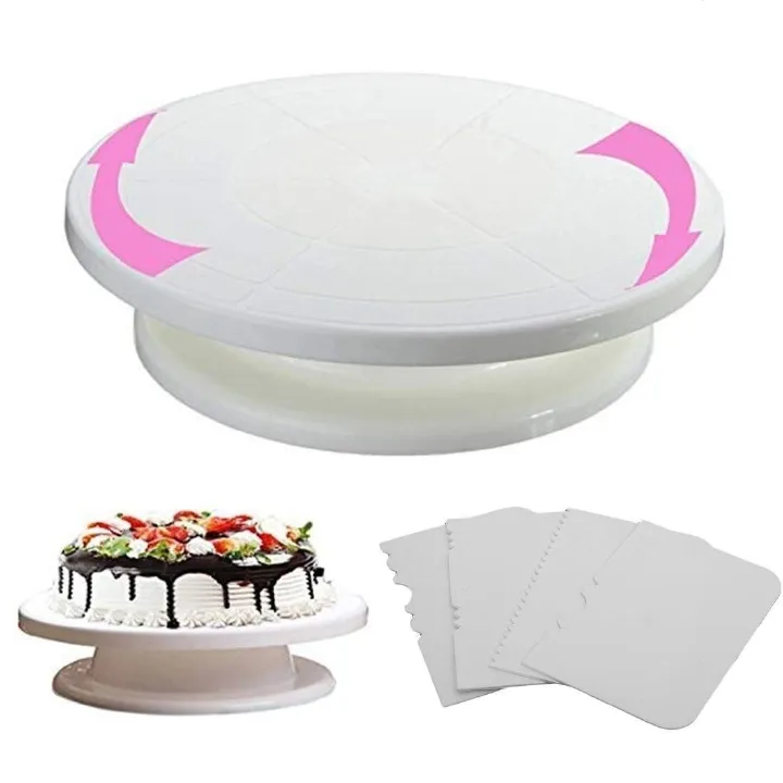 Round Easy Rotate Cake Stand for Rotating Platform for Cake Baking, 28 cm, Cake Decoration Turning Table Plastic Cake Turn Table
