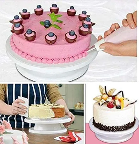 Round Easy Rotate Cake Stand for Rotating Platform for Cake Baking, 28 cm, Cake Decoration Turning Table Plastic Cake Turn Table