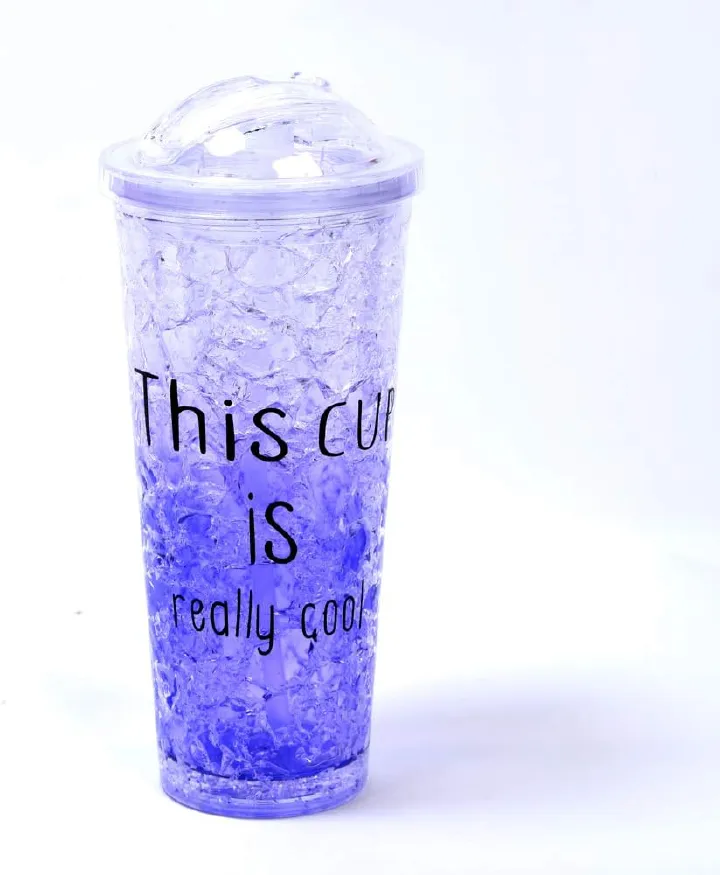 New Arrivals!!Gel freezer glass insulated travel mug with straw Double Wall Gel Freezer Tumbler with Lid and Straw, Cooling Cup,Travel Mug