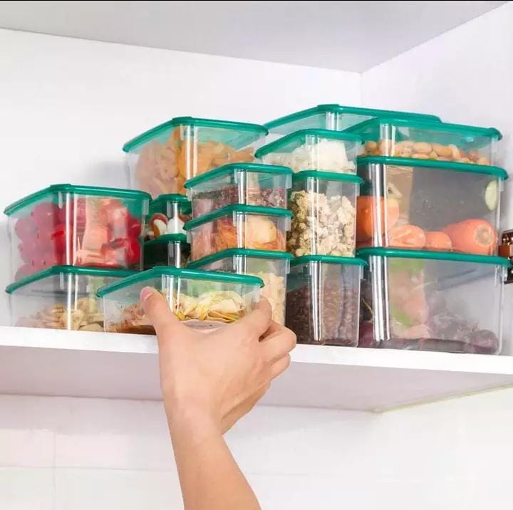17 sets Fresh-keeping Food Box Set Refrigerator Plastic Sealed Cans Lunch Boxes Preservation Transparent Sealed Container Jars