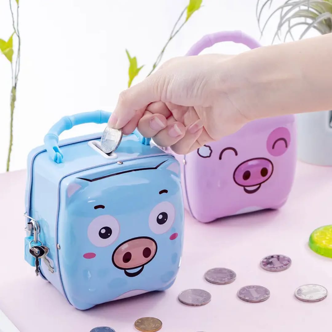 New!!Cute Piggy Bank Money Coin Save Box Piggy-shaped Safe With Iron Lock For Kids - Piggy Ball Children Kids Birthday Gifts