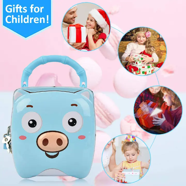 New!!Cute Piggy Bank Money Coin Save Box Piggy-shaped Safe With Iron Lock For Kids - Piggy Ball Children Kids Birthday Gifts