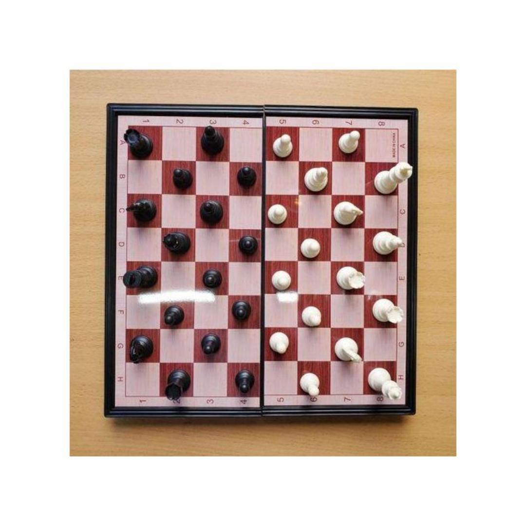 Magnetic Chess Board Game + 54-Piece Wooden Tumbling Jenga Tower Blocks Game Set