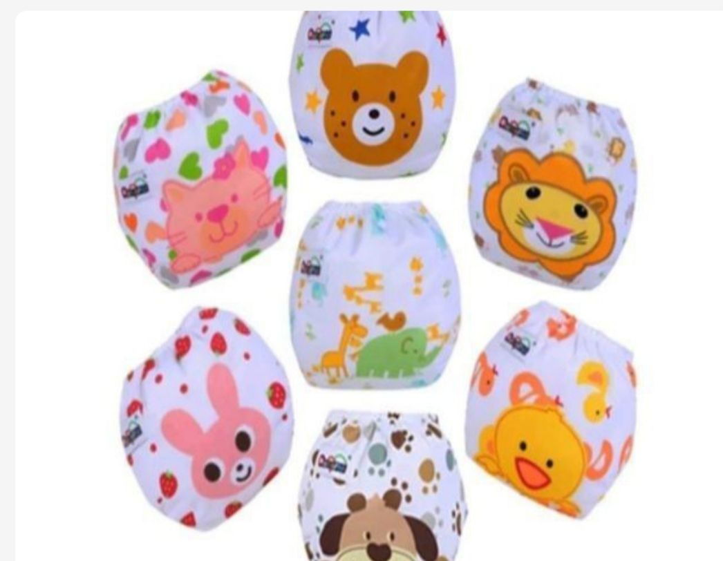 Adjustable Washable Baby Diapers 0-2Y - 3 Inserts, TPU & Cotton, Multicolor