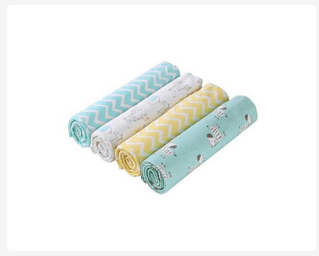 Clearance offer 4pc cute printed pure cotton unisex baby shawl, super soft flannel, receiving newborn baby blanket, swaddlers.Fashion cozy baby shawl for hospital for a newborn and home use