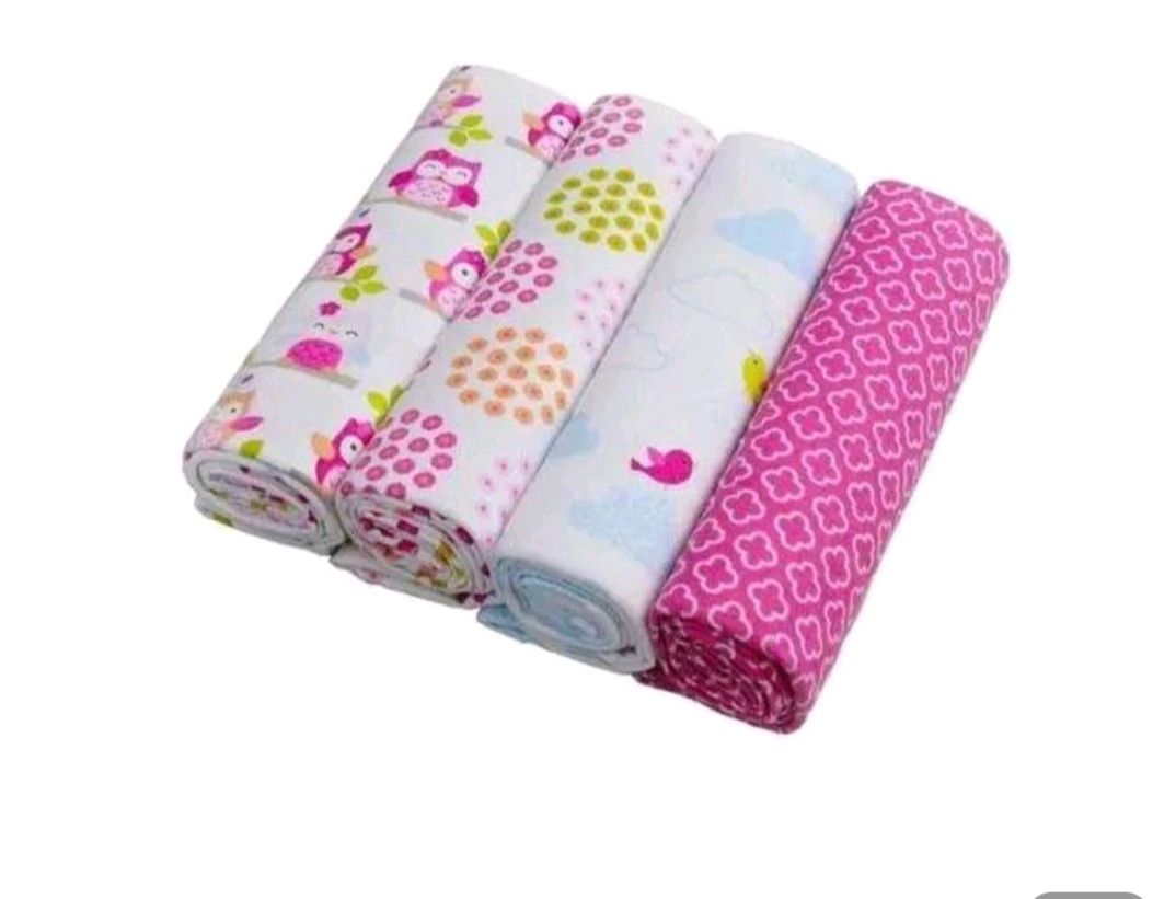 CLEARANCE SALE Fashion Assorted Cotton Flannel Receiving Shawls- 4 PCs
