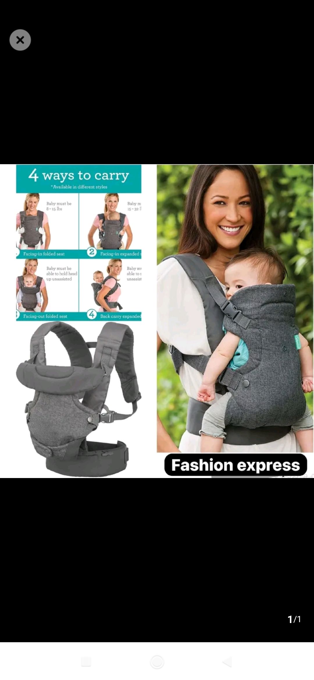 Infantino NEW Ergonomic Hoodie Baby Carrier. (Designed For Babies & Toddlers)