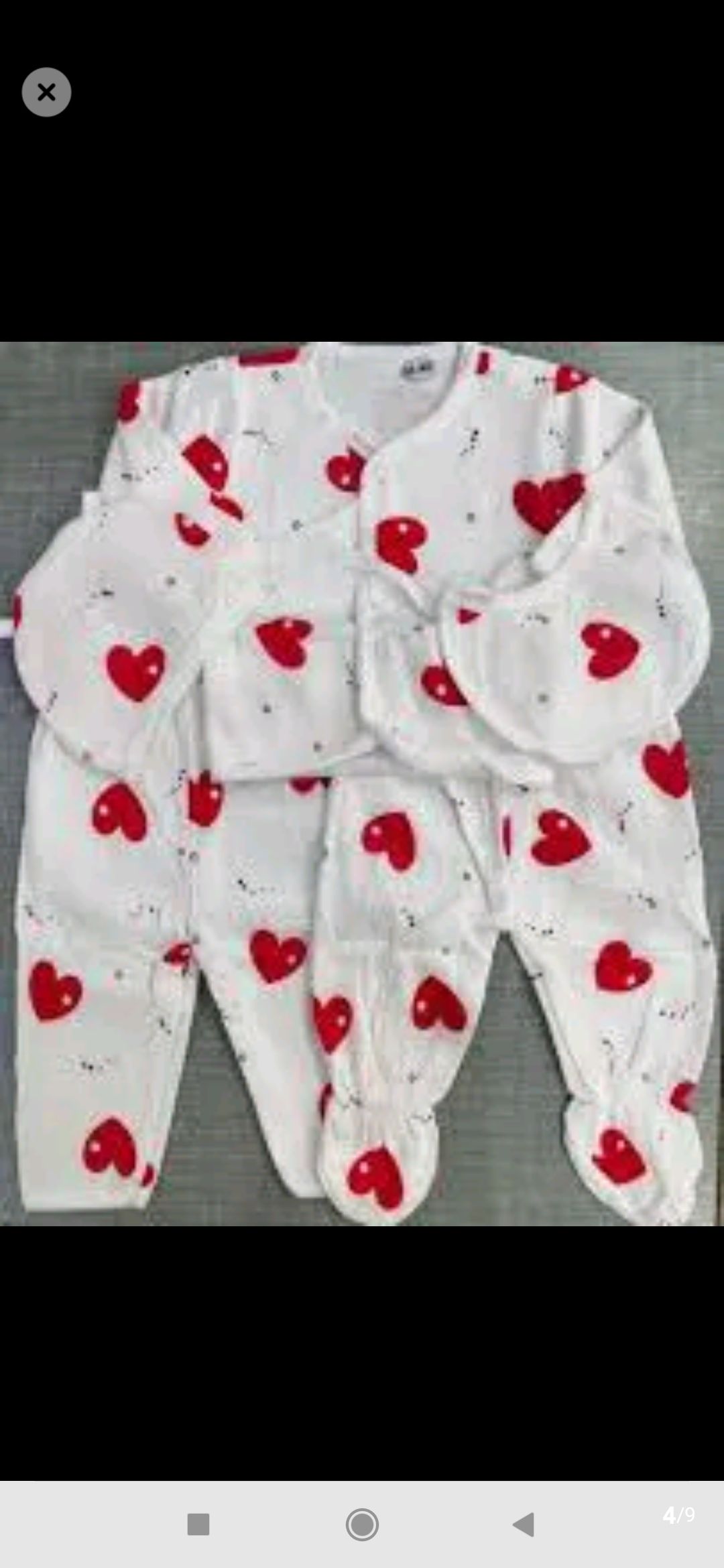 5 pieces  red love decorated baby newborn receiving set /clothes